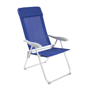 Folding Beach Chair 5 Position Lay Flat, Portable Tall Camping Chair Metal Aluminum Modern with Cup Holder for Outdoor