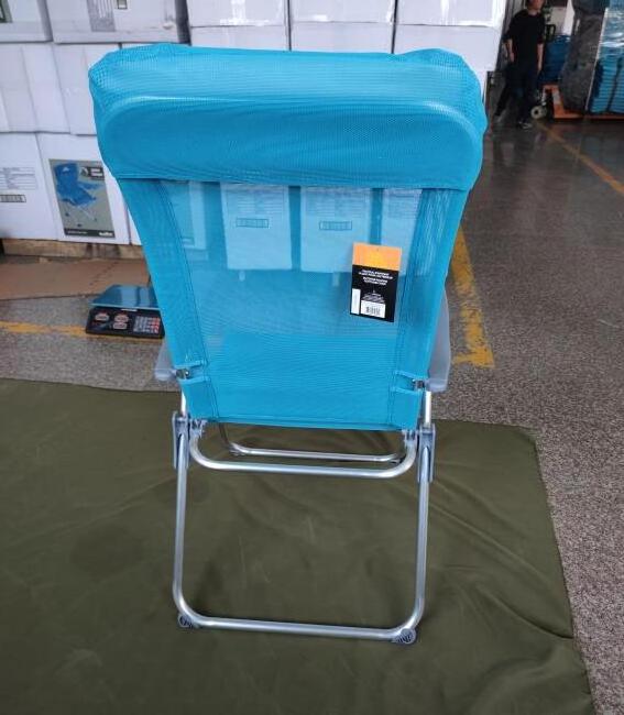 Folding Beach Chair 5 Position Lay Flat, Portable Tall Camping Chair Metal Aluminum Modern with Cup Holder for Outdoor