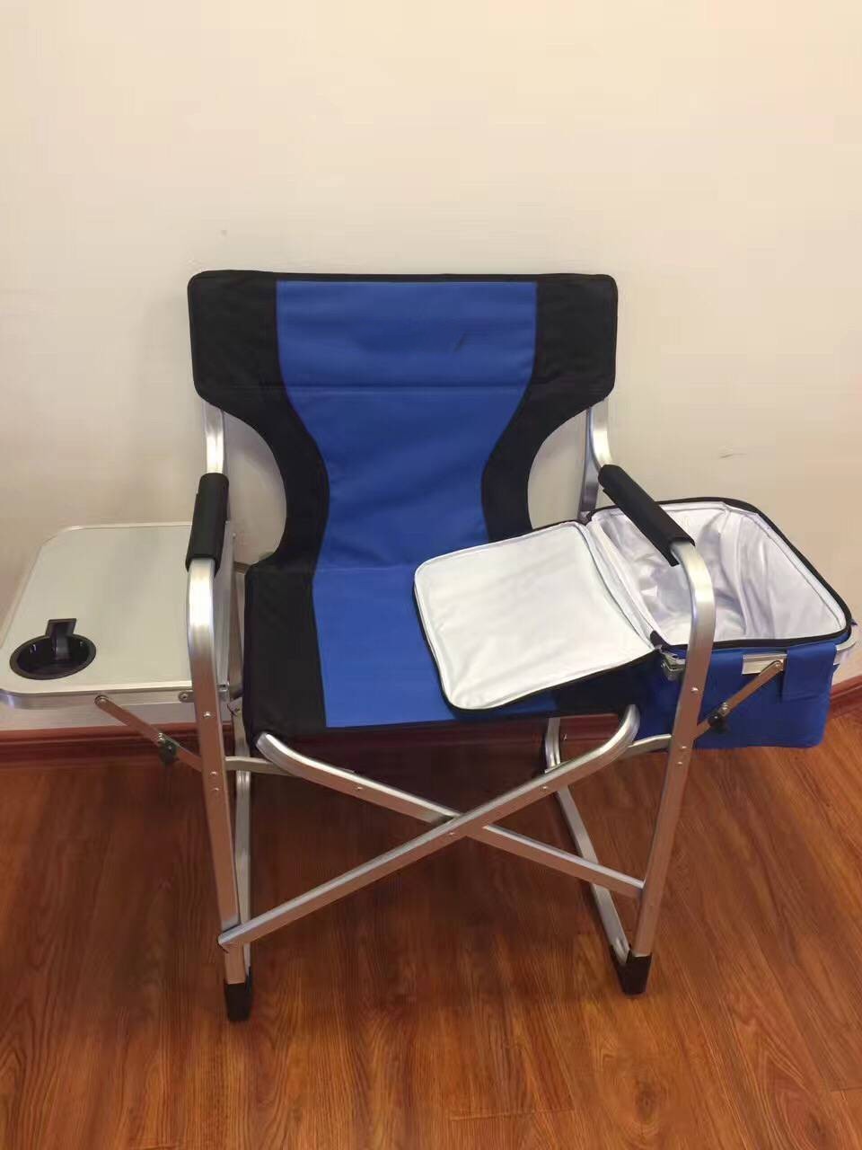 Aluminum Director Chair with MDF Table & Side Cooler Bag