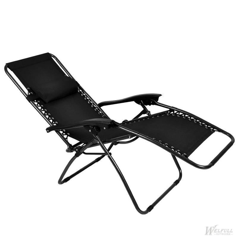 Seat Adjustable Folding Recliner Lounge Chair with Removable Pillow and Side Table Support up to 260 lbs for Backyard Poolside