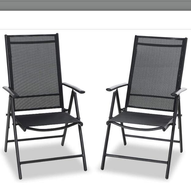 Patio Folding Chair Outdoor Dining Chairs Adjustable with 7 Seating Positions Outdoor High Back Sling Dining Chairs