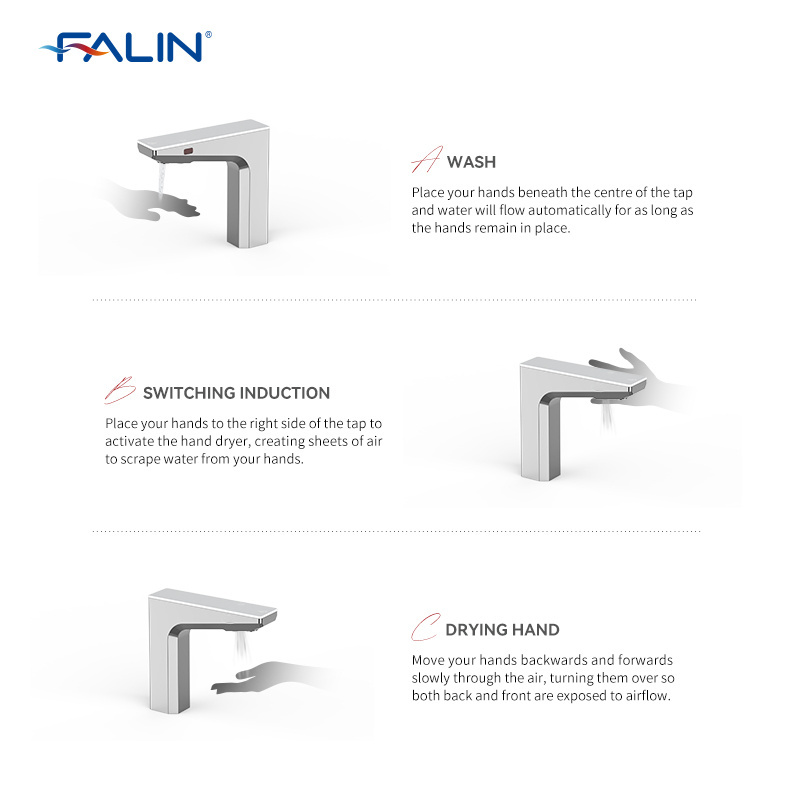 FALIN Faucet Hand Dryer Automatic Smart Sensor Tap copper Touchless Faucet