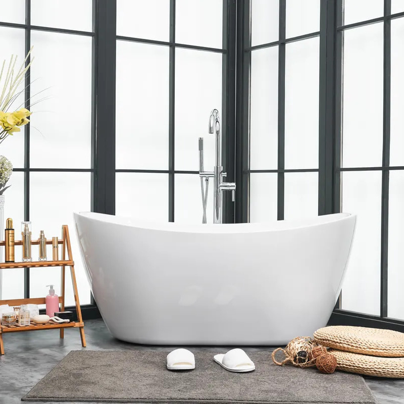 New Arrivals 58 Inch White Stand Alone Bath Tubs Solid Surface Used Freestanding Bathtubs for sale