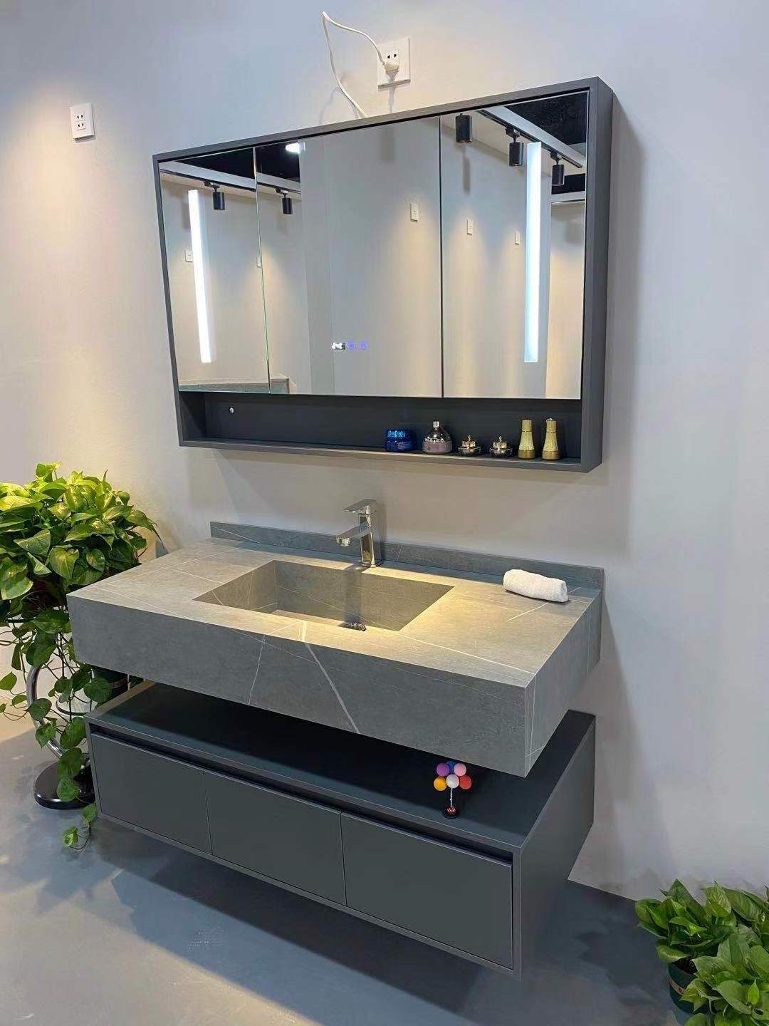 FABIAO salle de bain Modern Furniture Wall Mounted  Washbasin Bathroom Cabinets mirrored vanity combo cabinet