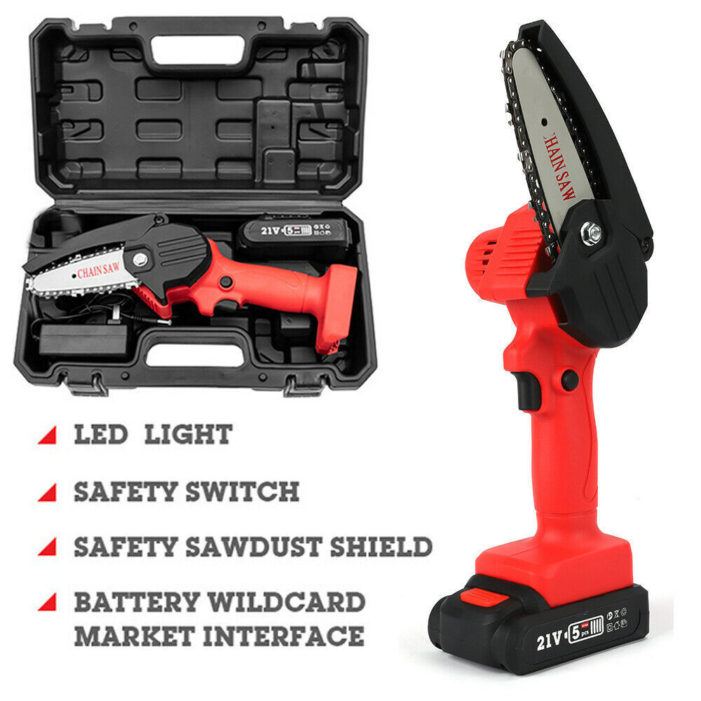 4 inch Mini Cordless Chainsaw Electric One Hand Saw Wood Cutter with Rechargeable Battery