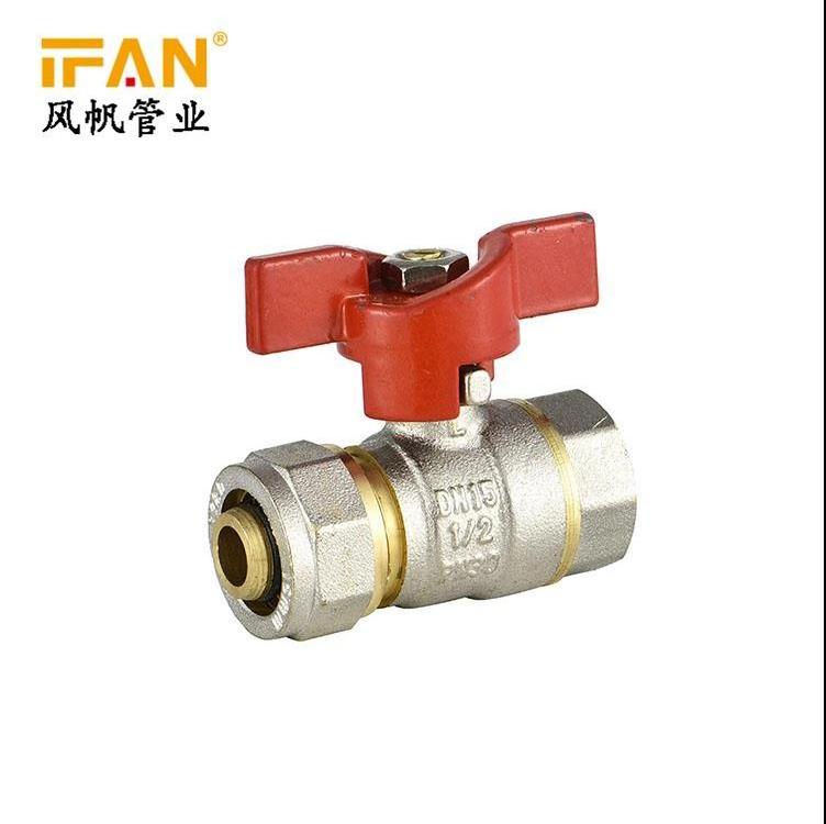 IFAN Wholesale PEX Pipe Fittings Butterfly Valve Ball Valve Price 16 - 25MM PEX Brass Valve With Iron Core