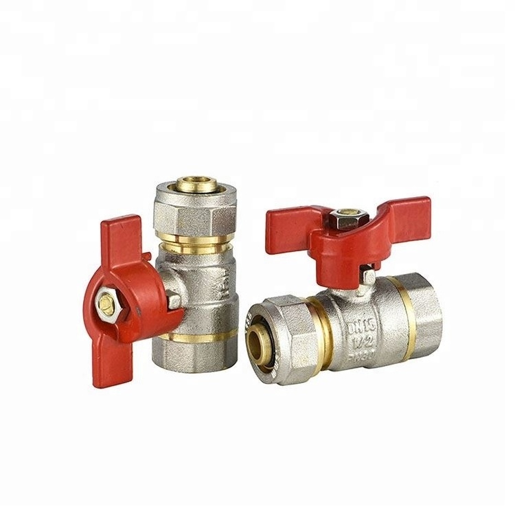 IFAN Wholesale PEX Pipe Fittings Butterfly Valve Ball Valve Price 16 - 25MM PEX Brass Valve With Iron Core