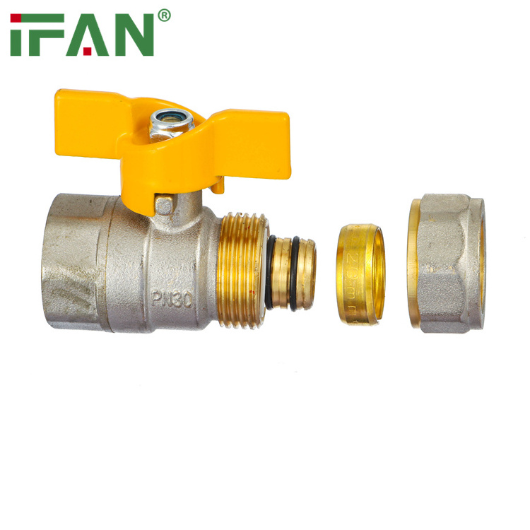 IFan DN25 High Pressure Yellow Brass Body Gas Ball Valve For Home Kitchen