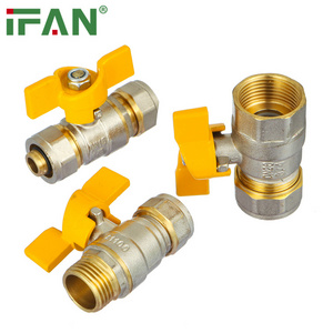 IFan DN25 High Pressure Yellow Brass Body Gas Ball Valve For Home Kitchen