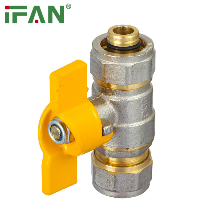 IFan DN25 High Pressure Yellow Brass Body Gas Ball Valve For Home Kitchen