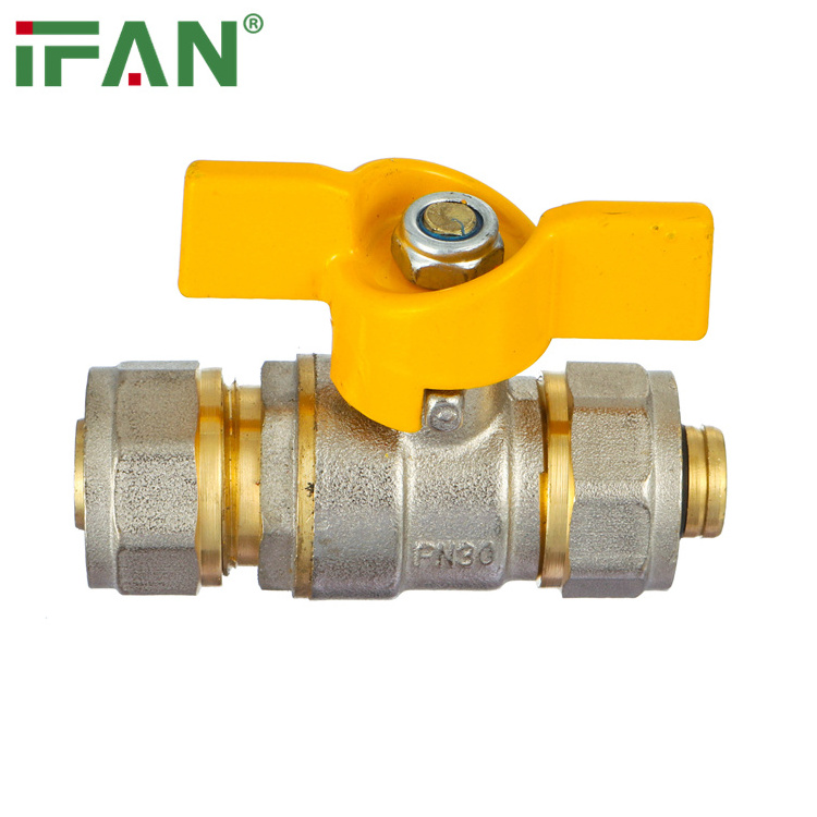 IFan DN25 High Pressure Yellow Brass Body Gas Ball Valve For Home Kitchen