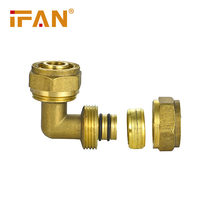 IFAN Factory Hot Sale PEX Fittings Yellow Elbow 16-32mm Brass Compression Fittings