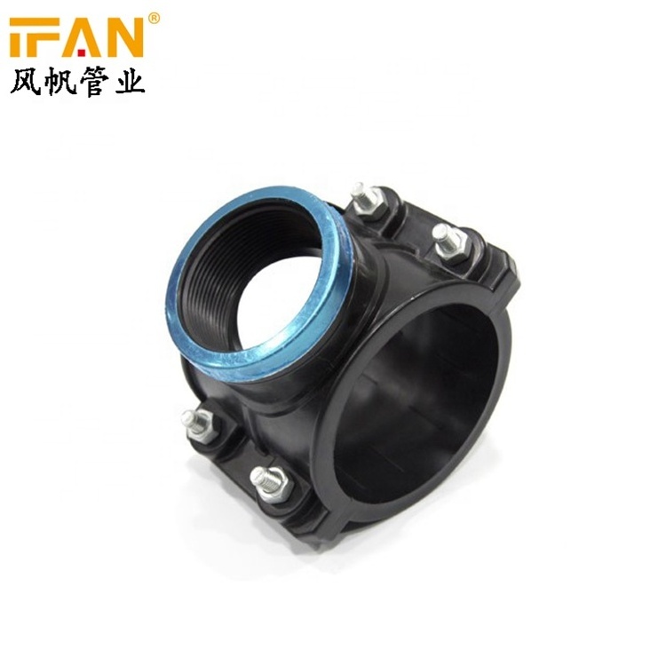 IFAN HDPE Pipe Fitting PP Clamp Saddle with 4 thread Clamp Saddle PVC Clamp Saddle for HDPE Pipe