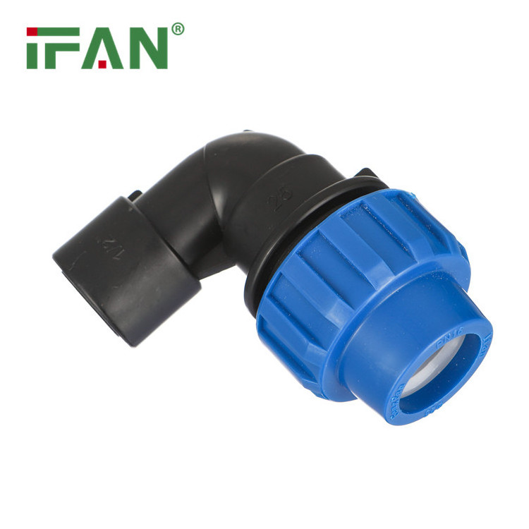 IFAN PP Plastic Factory Price Polypropylene Compression Fittings Pipe Accessories Plastic Joint Elbow For Irrigation