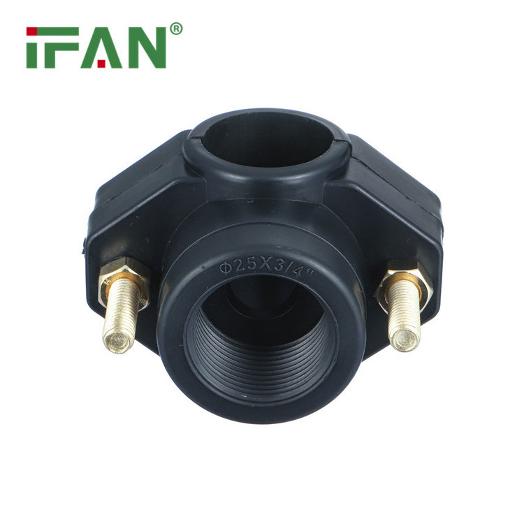 IFAN HDPE Pipe Fitting PP Clamp Saddle with 4 thread Clamp Saddle PVC Clamp Saddle for HDPE Pipe