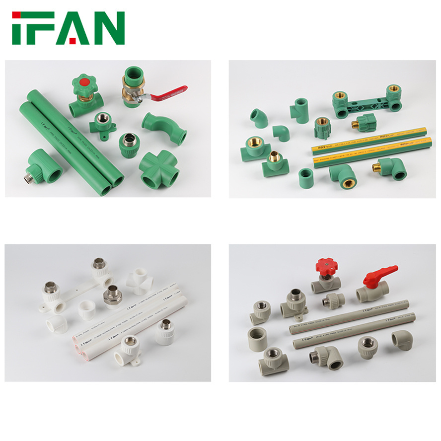 IFAN factory all types Din standard PN25 green and white plastic brass insert pipe fittings ppr fitting for water supply