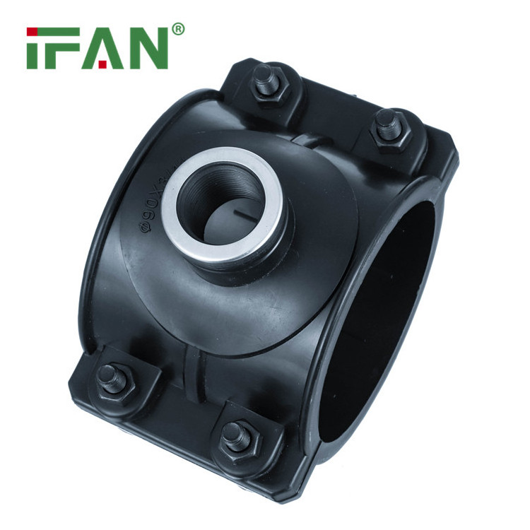 IFAN HDPE Pipe Fitting PP Clamp Saddle with 4 thread Clamp Saddle PVC Clamp Saddle for HDPE Pipe