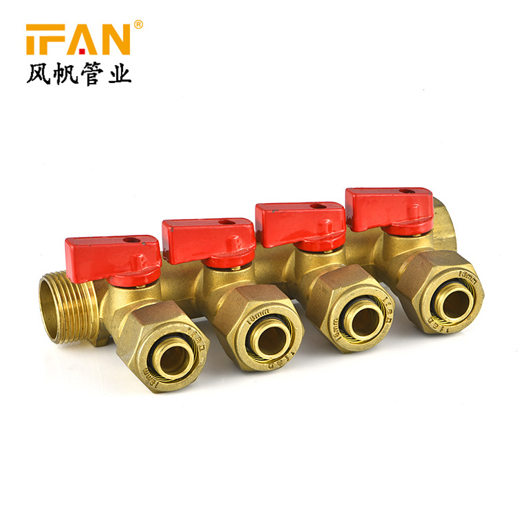 IFAN Brass Fittings 4 Ways Manifold PEX Pipe Manifold For PEX Al PEX Pipe