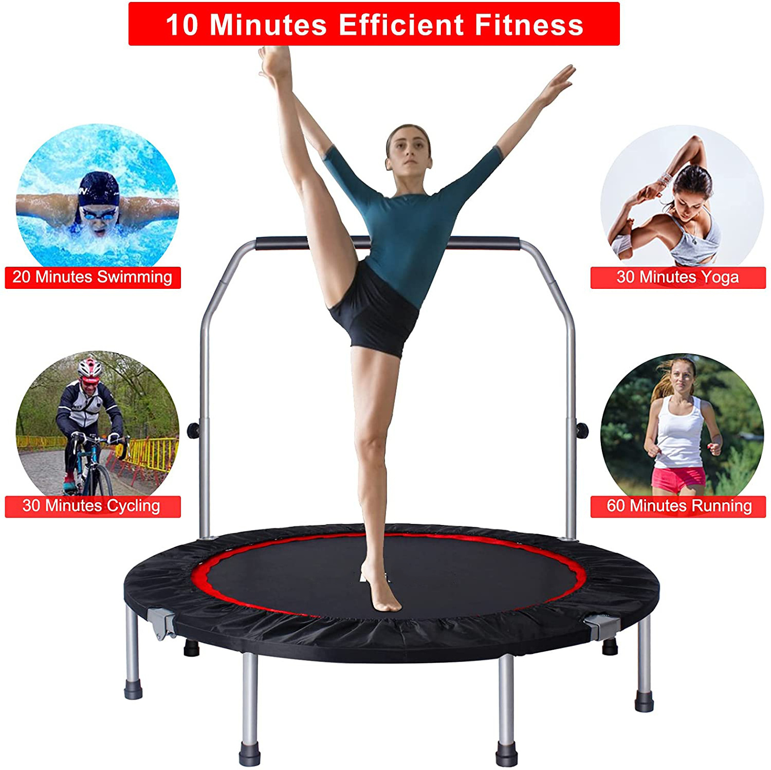 Customizable Round Fitness Mini Trampoline Exercise Workout Rebounder Trampoline Foldable Jumping Equipment