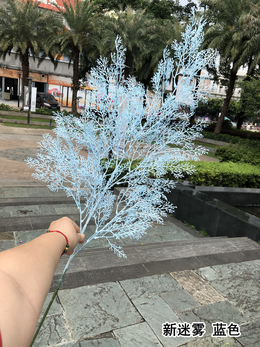 Wholesale 6forks Large Pink Artificial Rime Flower Plastic Snow Rime Grass for Wedding Decoration