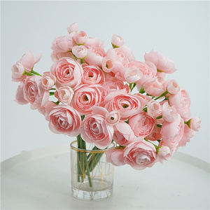 Wedding Bridal Bouquets Floral Arrangement Centerpiece Spray Tall Blooming Silk Buttercup Artificial Flowers Ranunculus