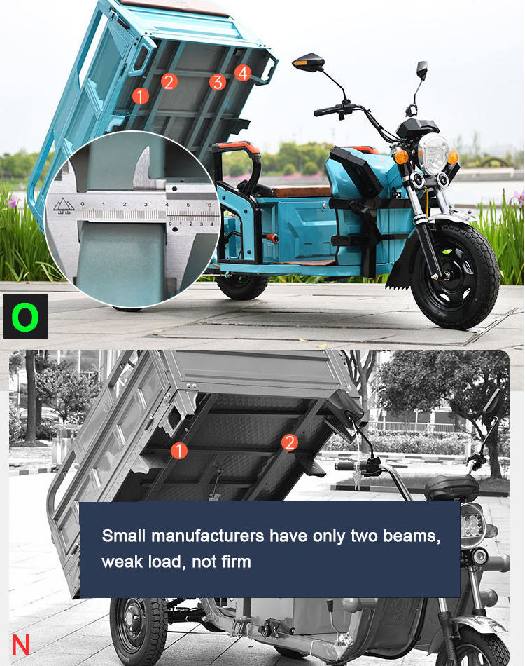 China High Quality Wholesale Bulk electric cargo tricycle 1200W EEC Heavy Load Open Type electric tricycles three wheel adult