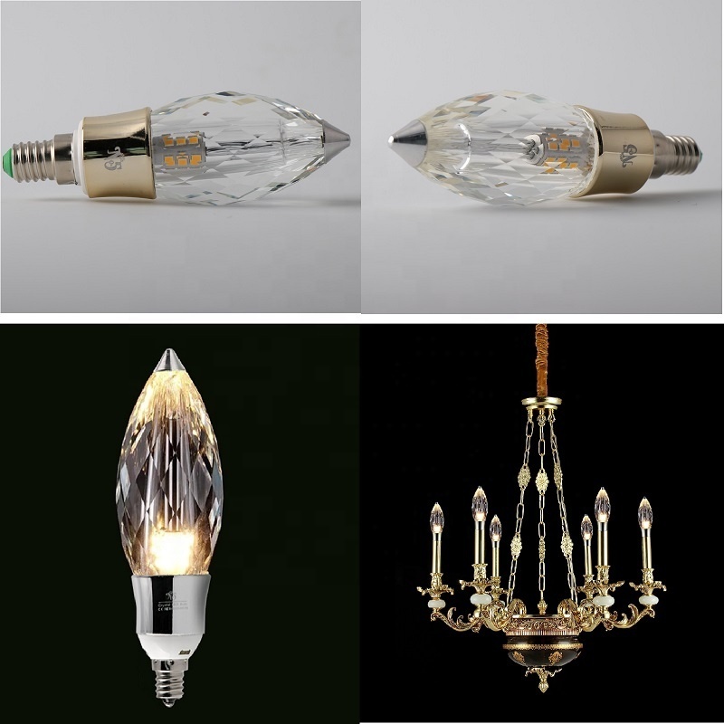 New Designs Home Used E27 E14 E12 K9 Crystal Led Replacement Light Bulb 5W Wholesale for crystal chandelier lighting