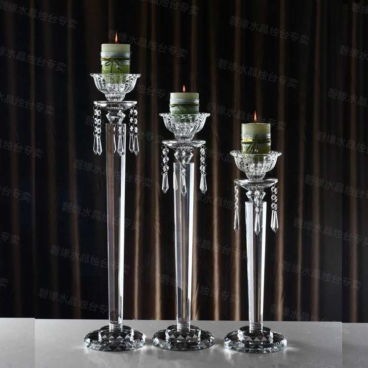 Wholesale crystal candle holder wedding centerpiece with flower bowl have three sizes crystal flower candleholder SH-053