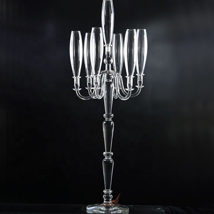 New gorgeous large 7 arms crystal taper candle holders for wedding centerpieces