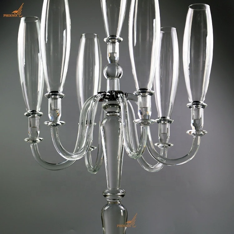 New gorgeous large 7 arms crystal taper candle holders for wedding centerpieces