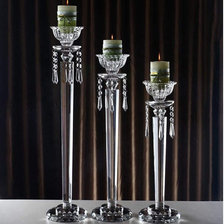 Wholesale crystal candle holder wedding centerpiece with flower bowl have three sizes crystal flower candleholder SH-053