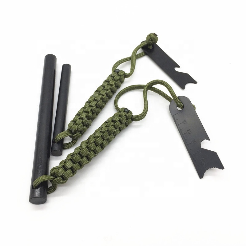 paracord rope handmade handle fire starter flint with blade survival tools