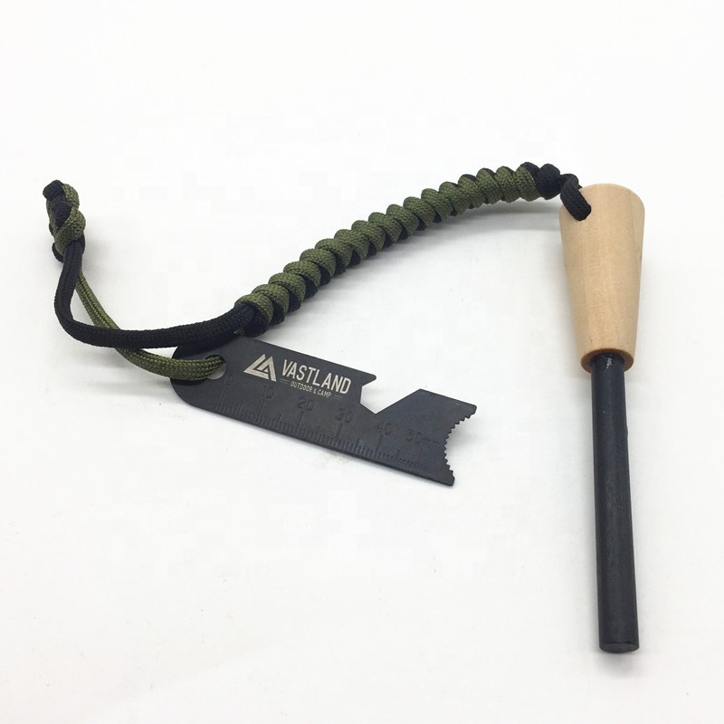 paracord rope handmade handle fire starter flint with blade survival tools