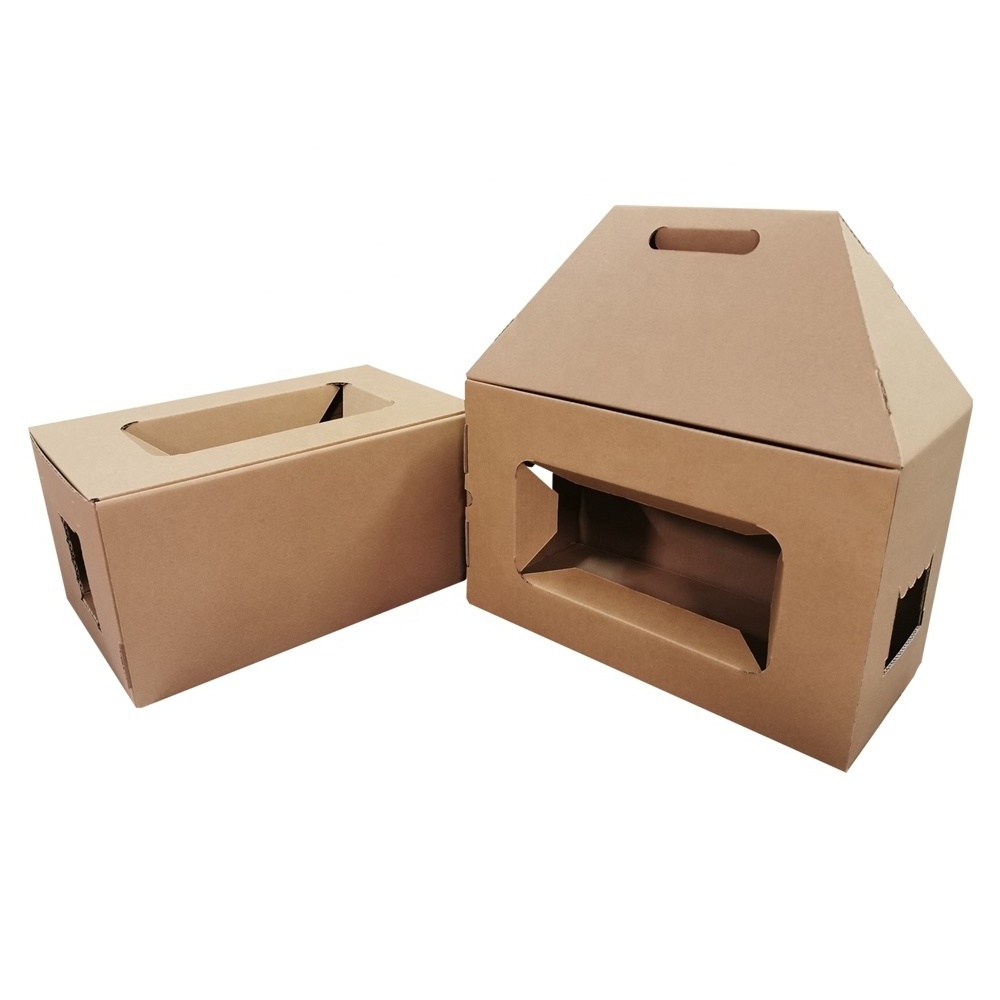 Wholesale Pet Carrier Ventilated Paper Box Custom Cat Cardboard Boxes with Handle Hole