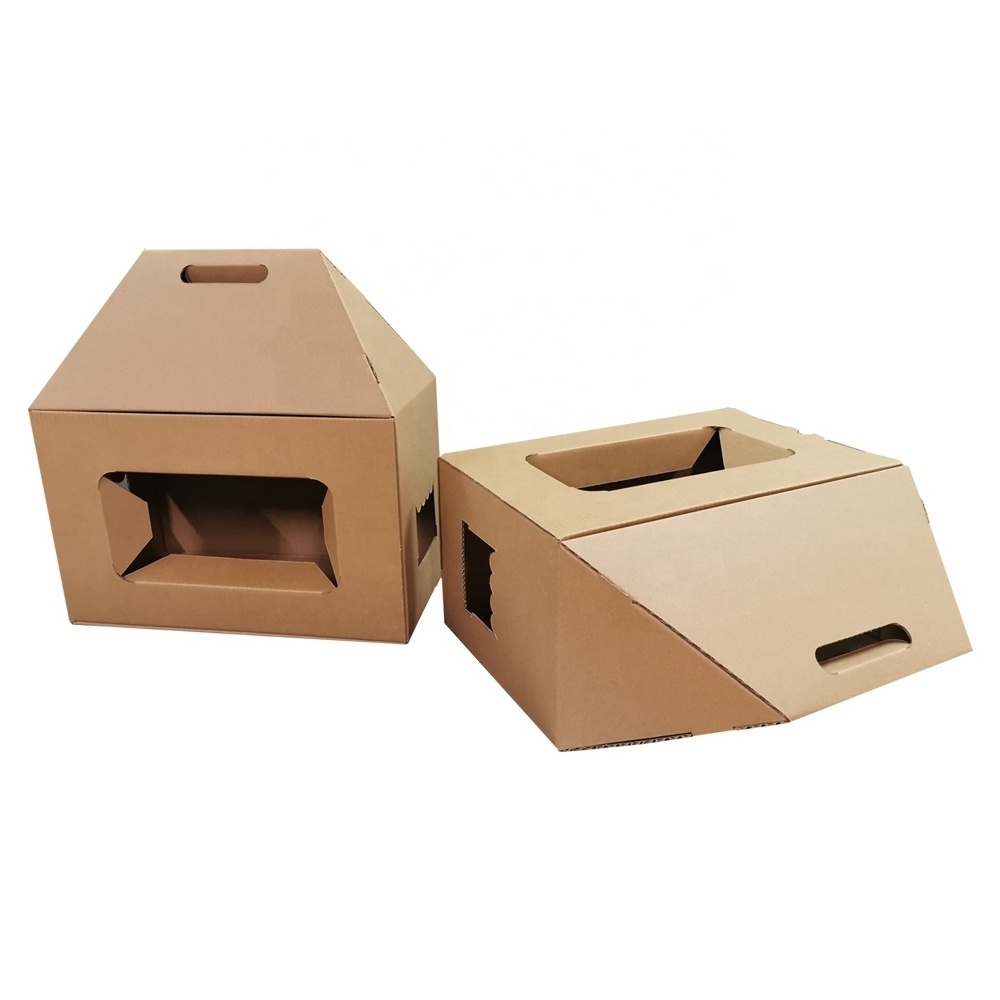 Wholesale Pet Carrier Ventilated Paper Box Custom Cat Cardboard Boxes with Handle Hole