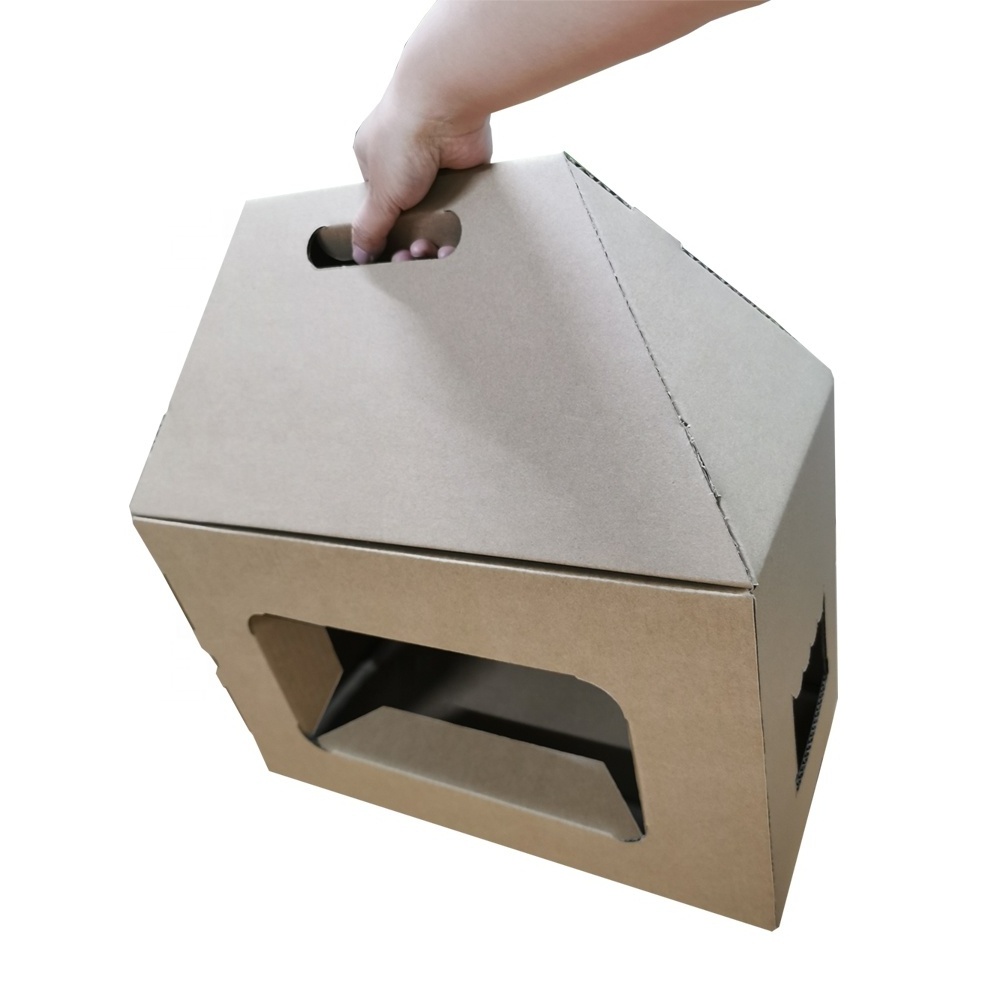 Wholesale Pet Carrier Ventilated Paper Box Custom Cat Cardboard Boxes with Handle Hole