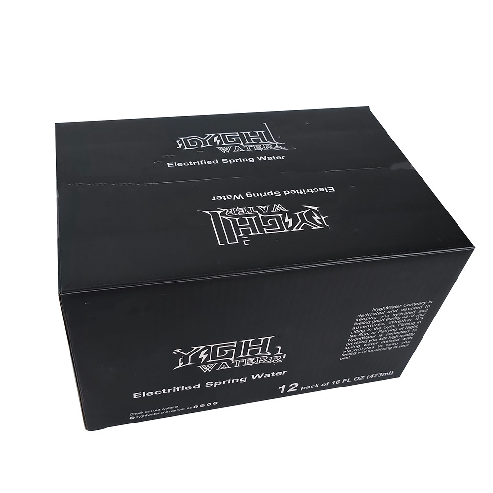 Custom recyclable black cardboard carton 6/9/12 pack beverage box wine corrugated shipping packaging boxes with insert