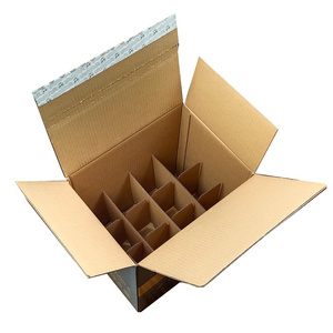 Custom recyclable black cardboard carton 6/9/12 pack beverage box wine corrugated shipping packaging boxes with insert