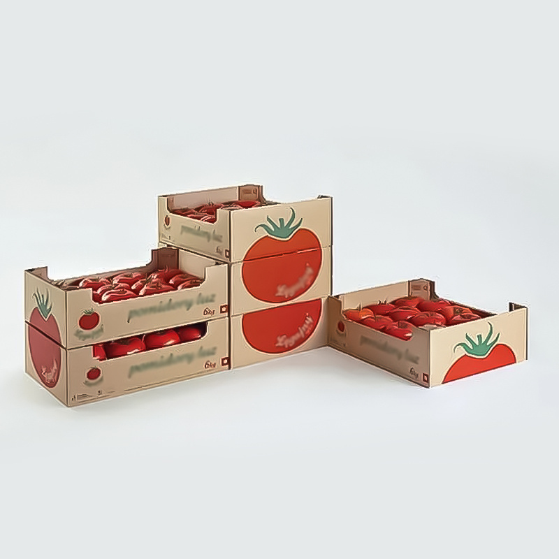 Customized logo fresh fruit box packaging corrugated cardboard tomato apple carton boxes for vegetables