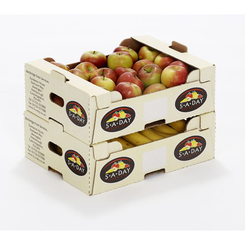 Customized logo fresh fruit box packaging corrugated cardboard tomato apple carton boxes for vegetables