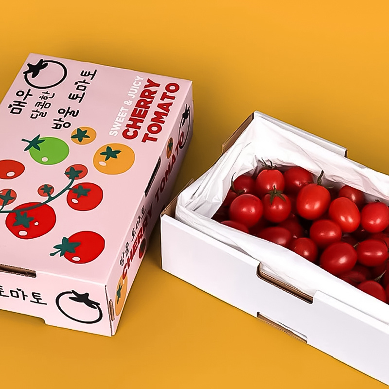 Customized logo fresh fruit box packaging corrugated cardboard tomato apple carton boxes for vegetables