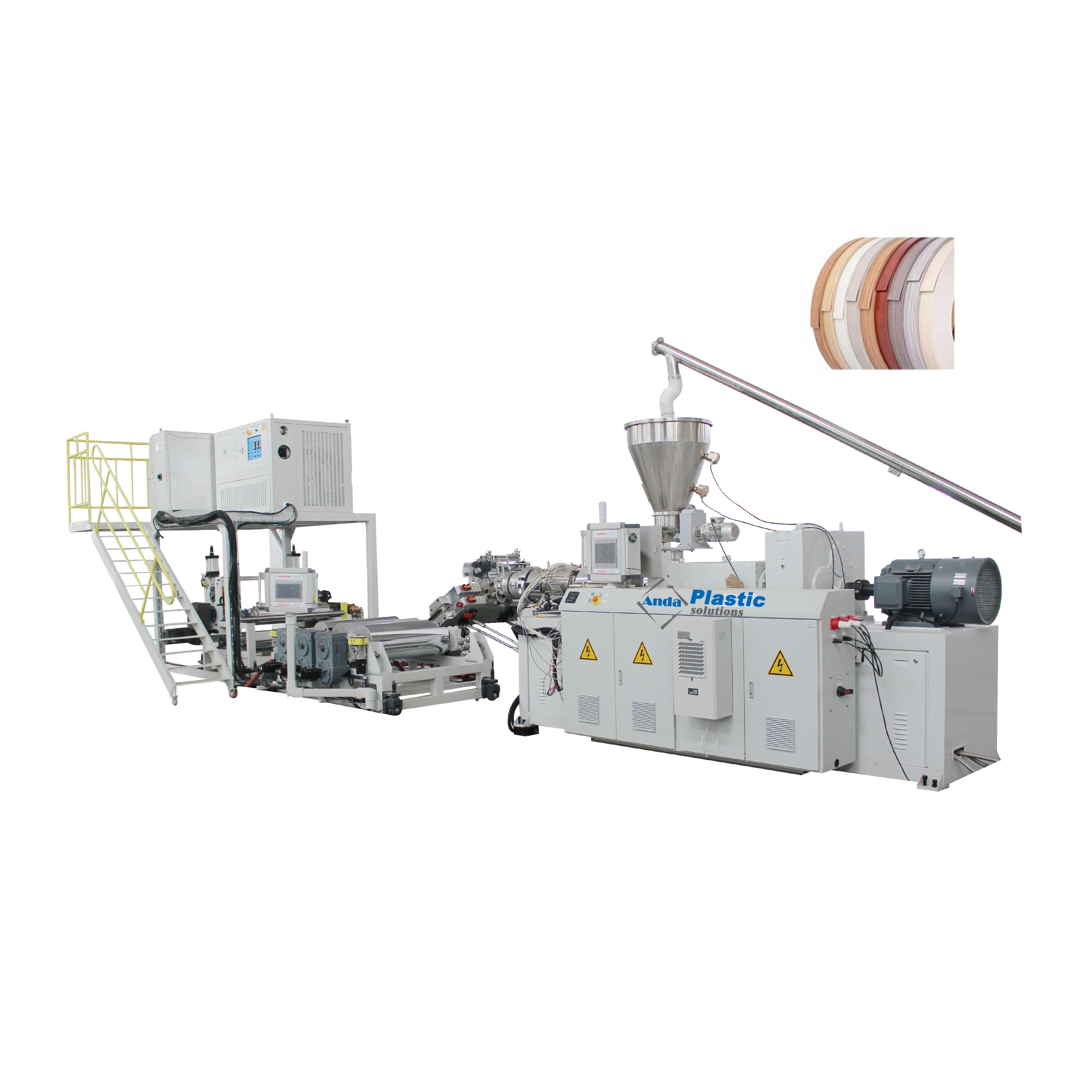 Pvc Edge Band Tape Production Extrusion Line With Calender Cooling Making Machine