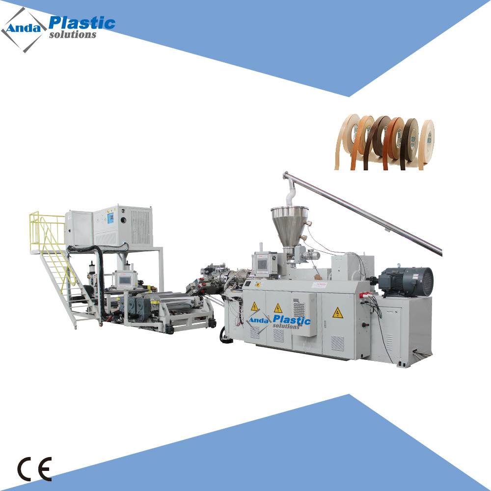 Pvc Edge Band Tape Production Extrusion Line With Calender Cooling Making Machine