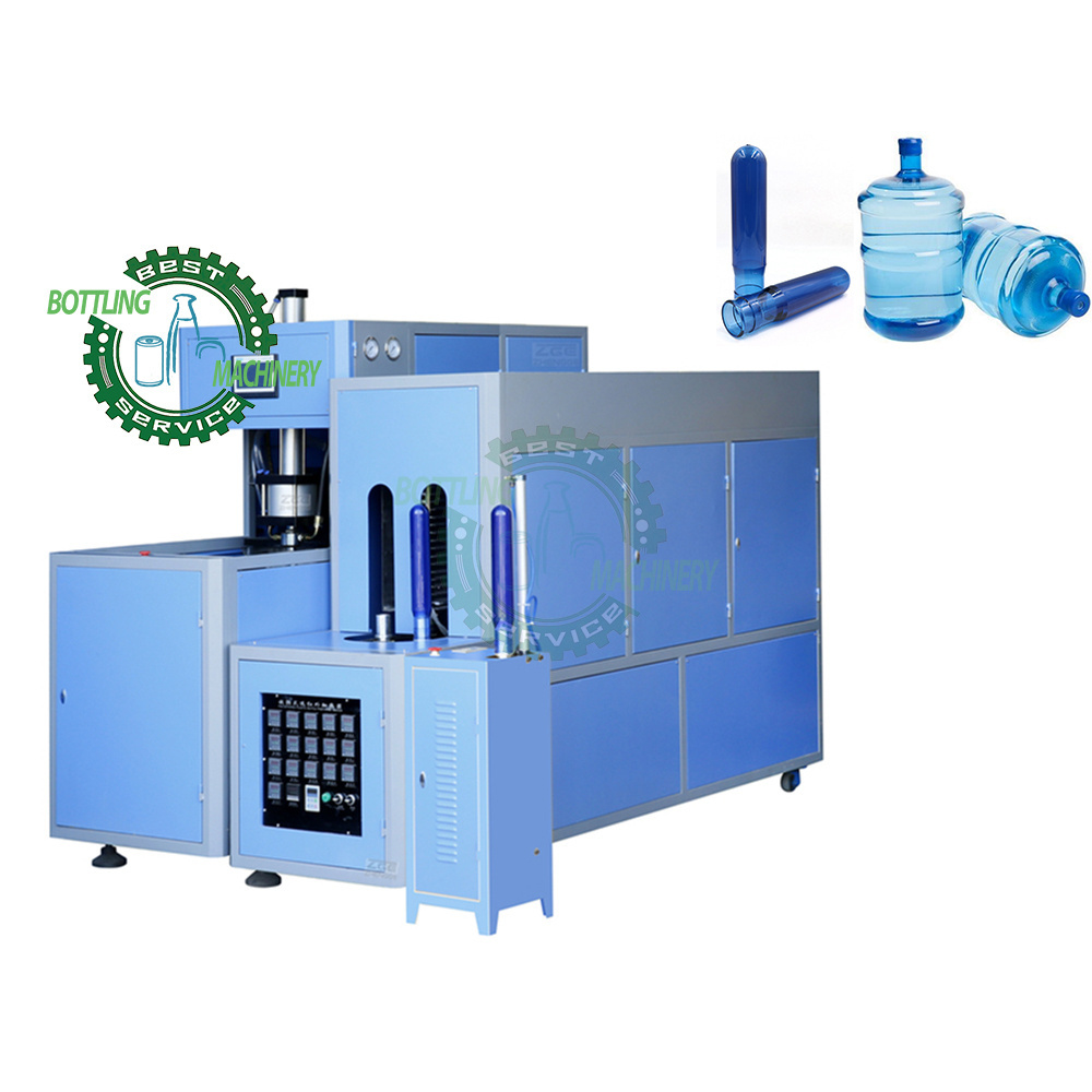 Semi automatic 1 cavity 18.9L 19L 20L 5 gallon spring water Polyethylene barrel drum bottle making maker machine with chiller