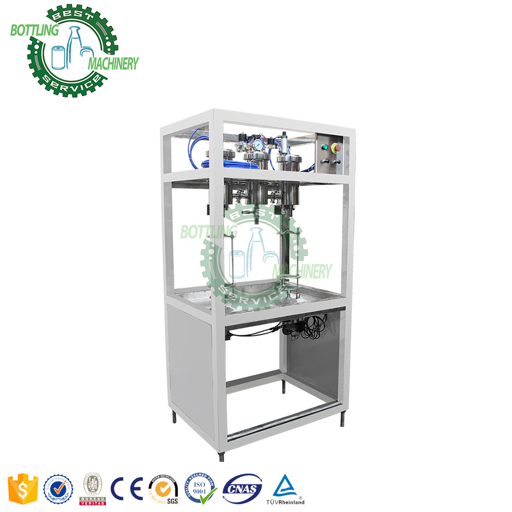 Semi auto 330ml 250ml aluminum can 2 4 head nozzle CO2 isobar carbonated drink filling machine machinery