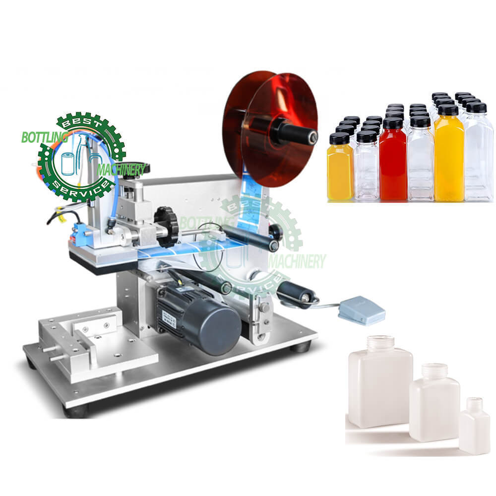 Semi automatic perfume laundry detergent Hand Sanitizer flat bottle cover lid self adhesive labeler labelling machines