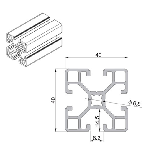 Aluminum Extrusions, T Slot Aluminum Profiles Extrusion Frame 4040 High-Strength Aluminum Profile