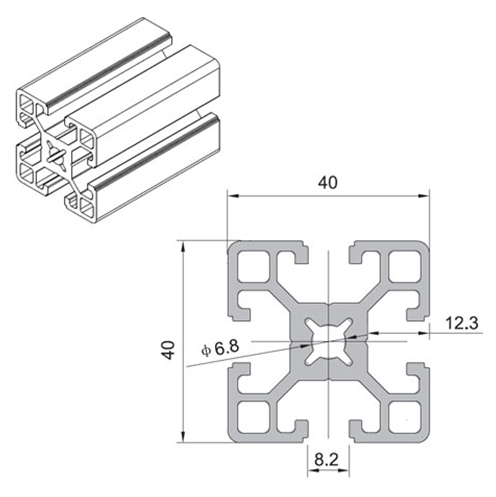 Aluminum Extrusions, T Slot Aluminum Profiles Extrusion Frame 4040 High-Strength Aluminum Profile