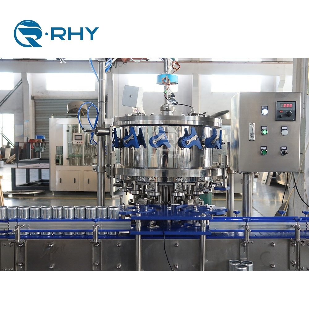 RHY Manufacturer 250ml Gas Beverage Energy Drinks Automatic Can Seamer And Filler Production Line