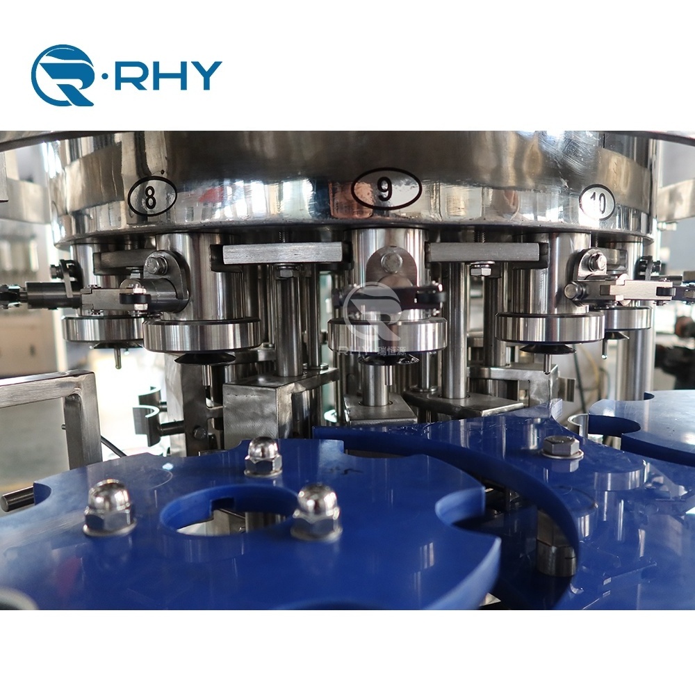 RHY Manufacturer 250ml Gas Beverage Energy Drinks Automatic Can Seamer And Filler Production Line